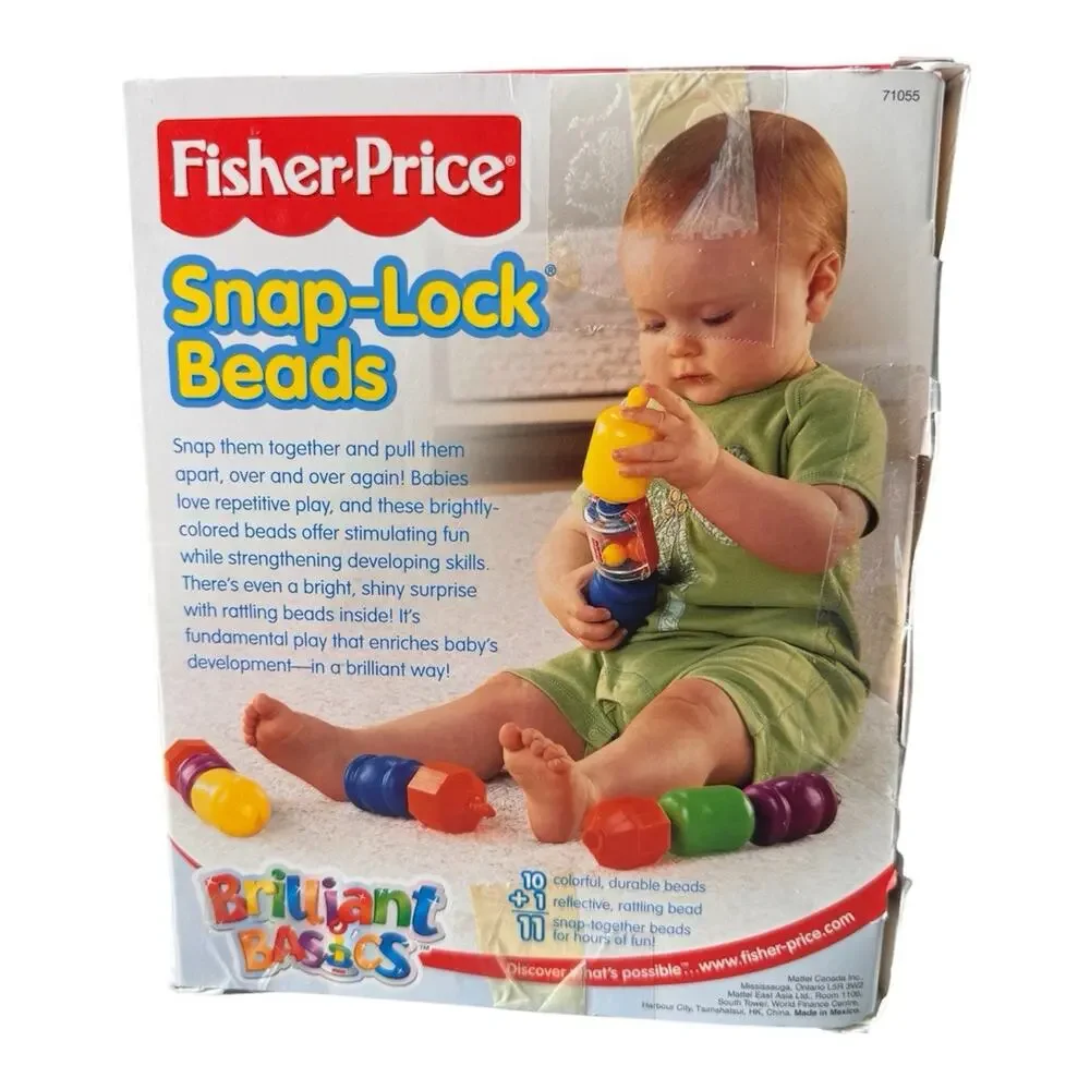 Fisher Price Vintage 2002 Snap-Lock Beads 11 Piece Baby Learning Sensory Toy